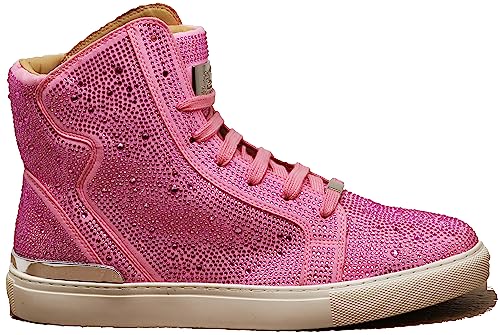 Image of Enzo Romeo Men's Fashion High Top Crystal Shimmer Rhinestone Blink Flat Sneakers Shoes