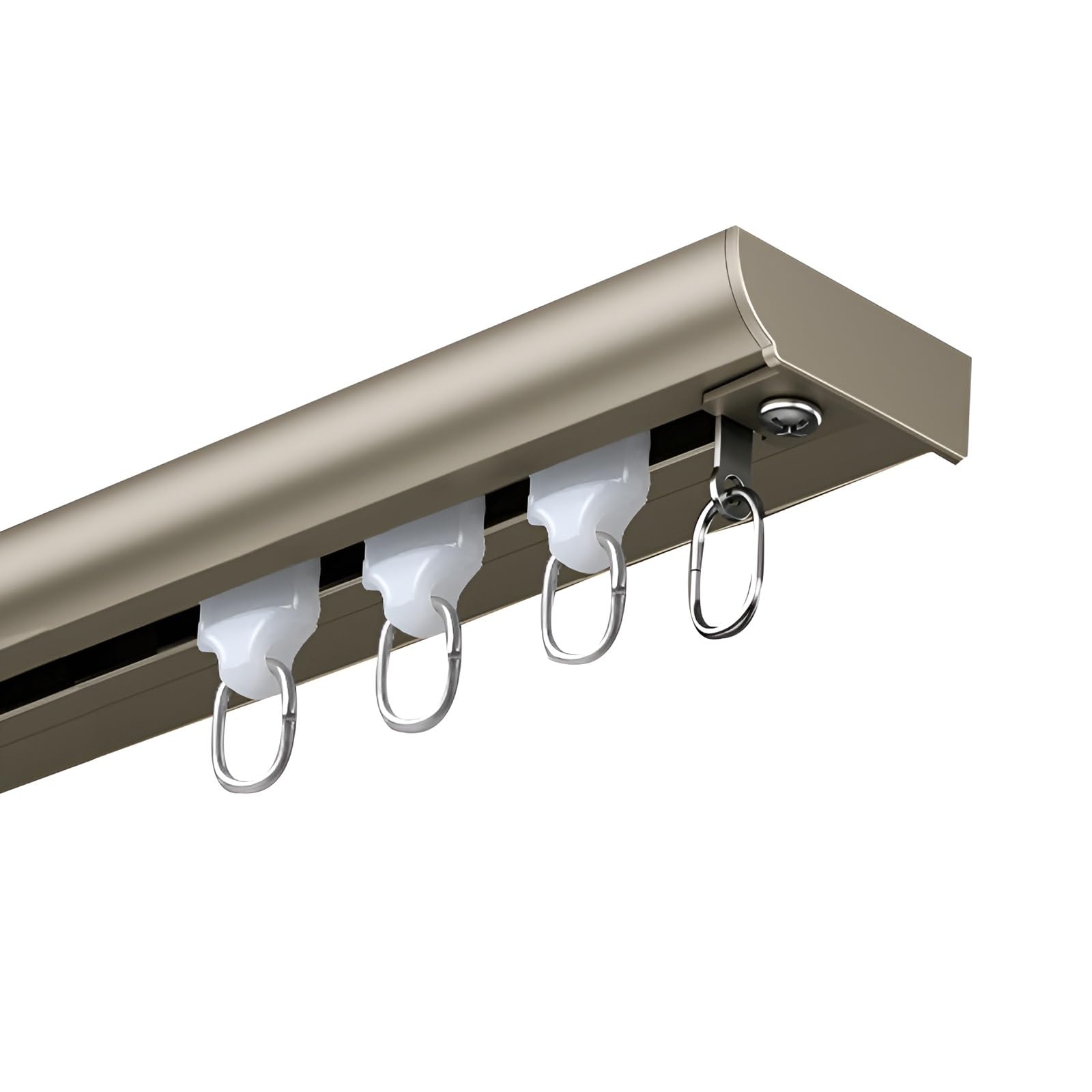 Ceiling Curtain Track, Room Divider Curtain Rail, Ceiling Mount Ceiling Track For Curtains, 70-600cm Sliding Curtain Rail Set With Mute Rollers(Champagne,115cm)