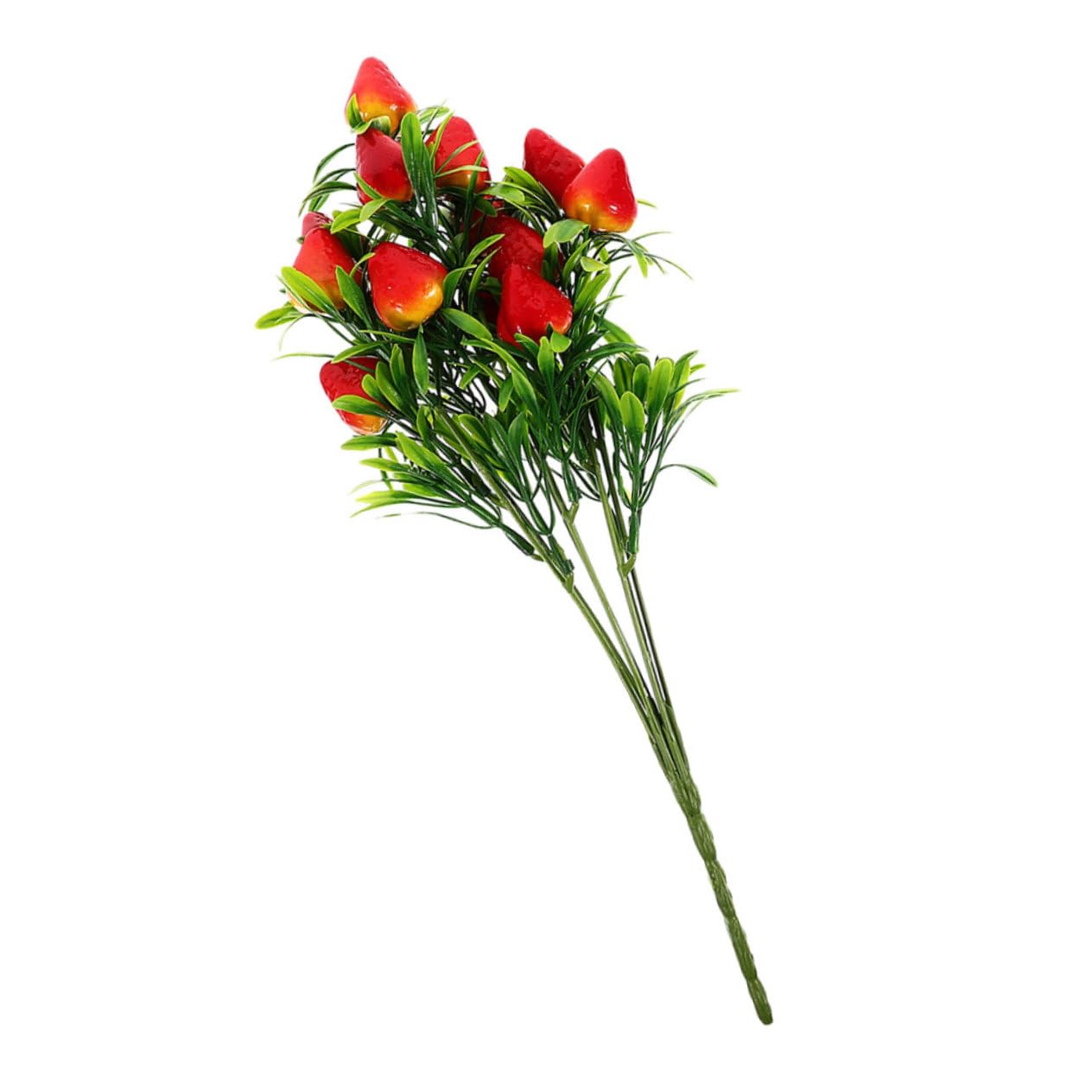 Artificial Strawberry Plants - Lifelike Fake Strawberry Stem Decor for Home Party and Garden - PVC Faux Fruit Bouquet