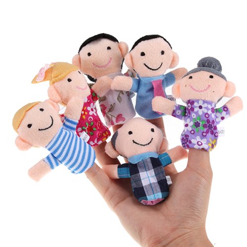 LbojailiAi 6Pcs Family Finger Puppets Toys Baby Kid Plush Cloth Play Game Aprender para Niños Multicolor Cover