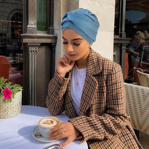 Image of DRESHOW African Women Turban Caps Beanie Twist Headscarf Pre-Tied Double Twisted Braids Headwraps for Women Chemo Cancer Cap