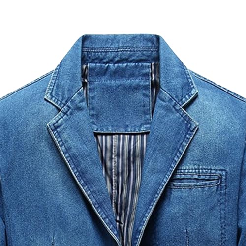 Mens Button Up Relaxed Fit Denim Suit Casual Dress Coat Colothes with Pockets Formal Office Lawyer Work Blazer (Light Blue,4X-Large)3