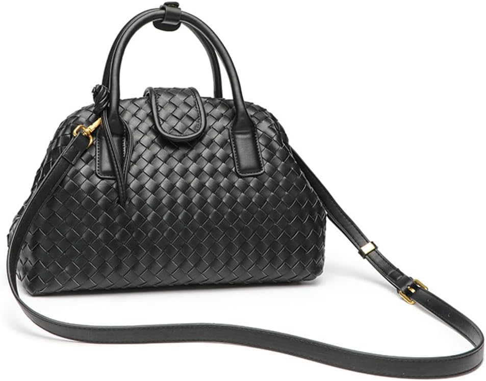 Slouchy PU Leather Woven Boston Bag Women Underarm Shoulder Hobo Bags Crossbody Purse Top-handle Tote Handbag 2025 - Image 2