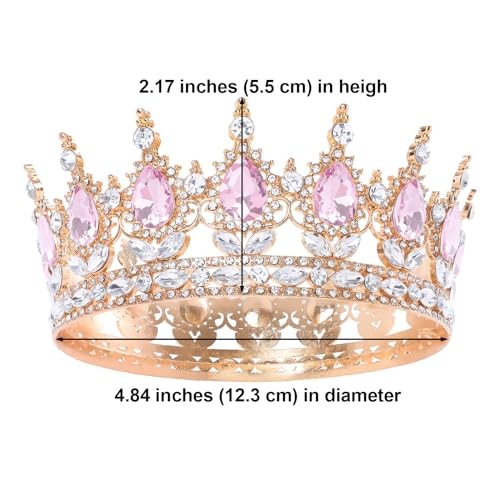 Pink Queen Crown for Women Crystal Tiara for Girl Rhinestone Wedding Headband for Bride Hair Accessories for Costume Birthday Party Prom Gifts2