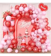 Red and Pink Balloon Arch Kit, 120Pcs Pastel Pink and Red Balloon Garland Kit Pearl Red Pink Part...