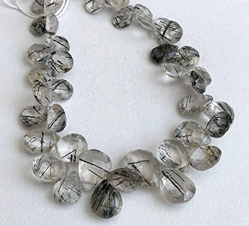 Quartz rutilé perles poires facettées pour fabrication bijoux DIY authentiques