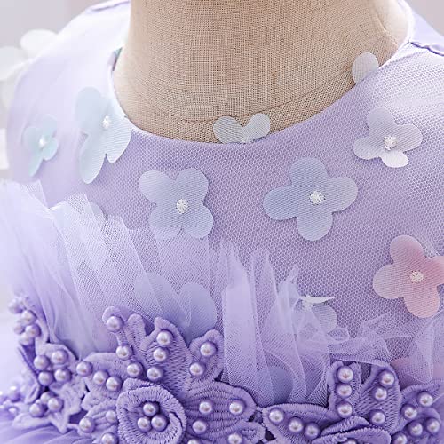 Robe à fleurs enfant violette tutu princesse de mariage 2 ans