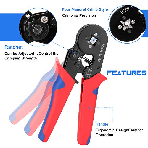 Gecheer Crimper Plier Square Ferramenta de crimpagem auto-ajustável para terminais de cabos virolas