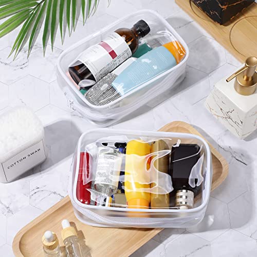12 Pieces Clear Cosmetics Bag Pvc Zippered Clear Toiletry Carry Pouch Portable Cosmetic Makeup Bag Waterproof Makeup Bag Vinyl Plastic Organizer Case For Vacation Bathroom (White,Medium) #TOP4