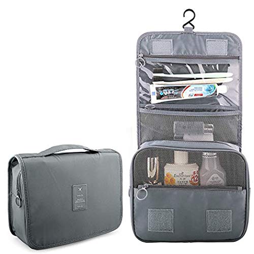 Image of Handcuffs Polyester Toiletry Kit Bag | Makeup | Pouch | Travel | Cosmetic | Storage | Organizer | Hanging | Grooming | Professional | Make Up | Artist | Case (Grey, 9.5 Cm, 24 X 20 X 9.5 Cm)