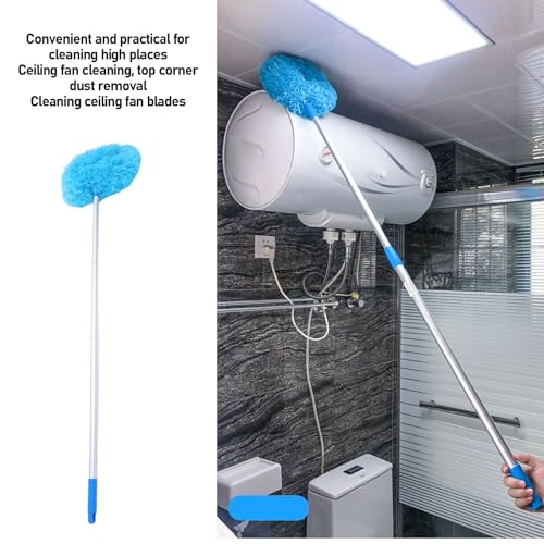 Image of Multifunctional Duster with Extension Pole, Ceiling Fan Cleaner Duster Washable, 360 Rotation Dusters for Cleaning, 140cm Dust Removal Tool for Furniture (Blue)