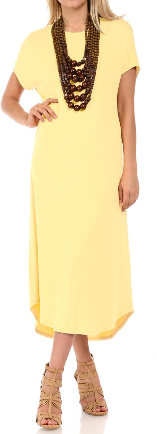 iconic luxeWomen's A-Line Short Sleeve Midi Dress Solid and Floral Print
