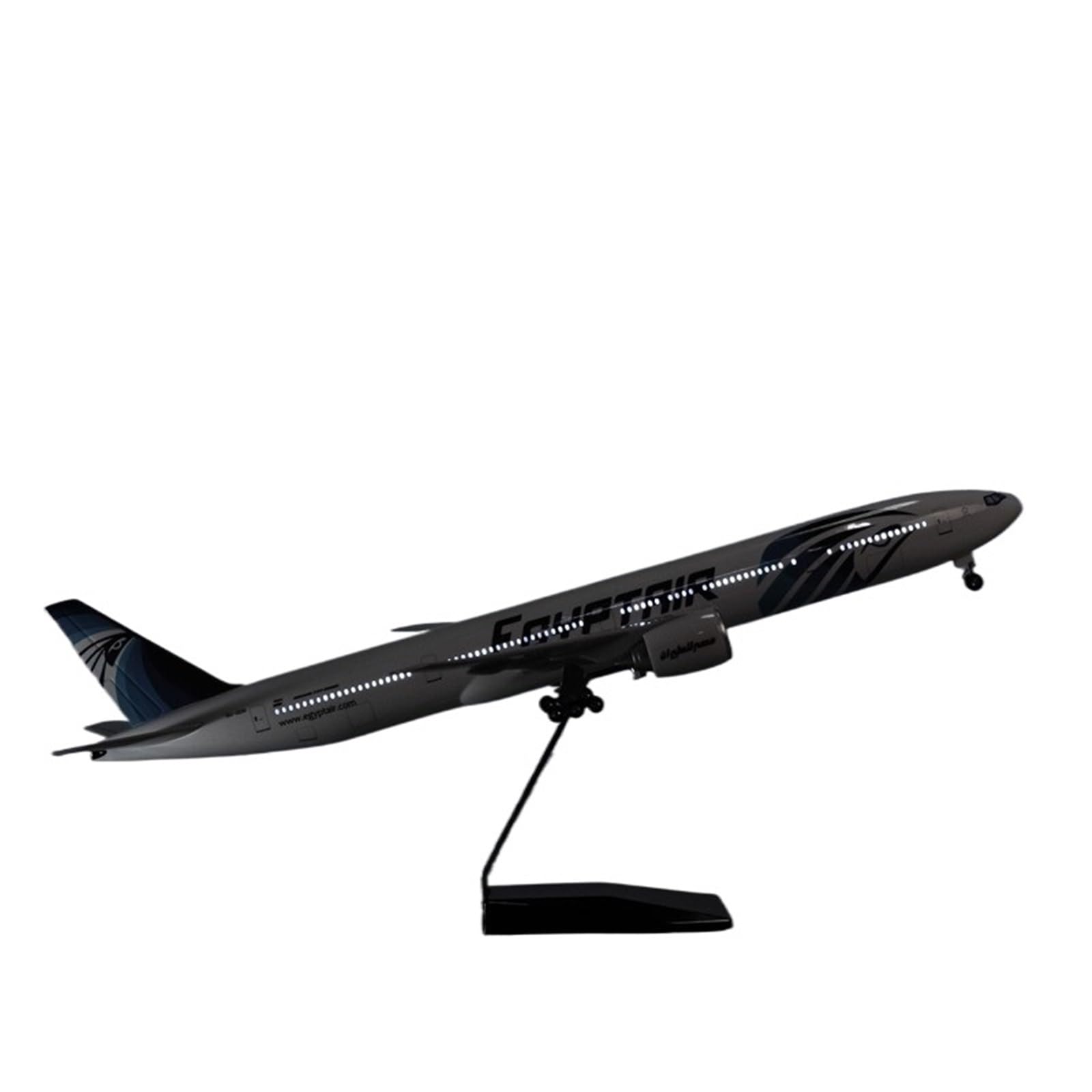 Repliki modeli samolotów Replika samolotów cywilnych w skali 1/157 47 cm EgyptAir dla modelu samolotu Boeing 777 do wyświetlania w lotnictwie Miniaturowy model samolotu (ze światłem)