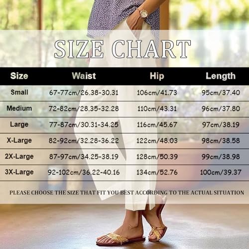 YRAETENM Linen Pants Women Casual High Waisted Cotton Capri Pants Summer Loose Fit Wide Leg Cropped Trousers with Pockets 6