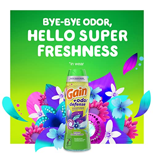 Gain + Odor Defense Laundry Scent Booster Beads For Washer, Super Fresh Blast Scent, 20.1 Oz, He Compatible #TOP5