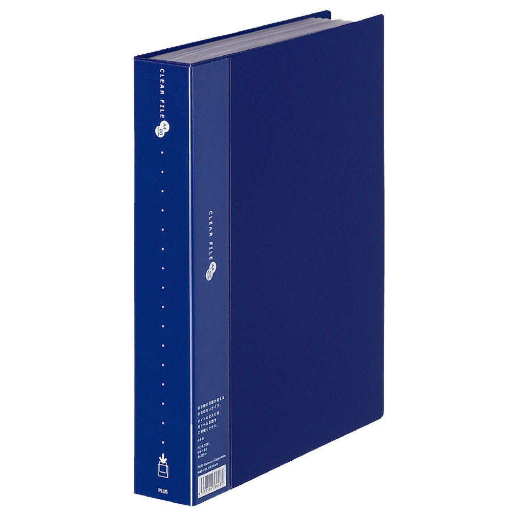 Plus 88-451 Clear File, Super Economy, A4 Vertical, 80 Pockets, Navy
