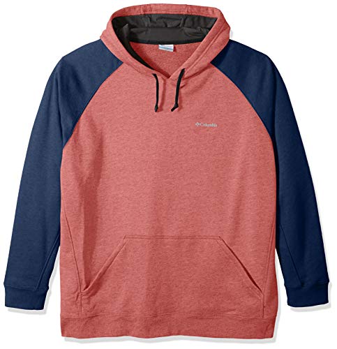 Columbia Men's Big and Tall Hart Mountain II Hoodie Sweatshirt, red Spark Heather, coll Navy Heather, 1X