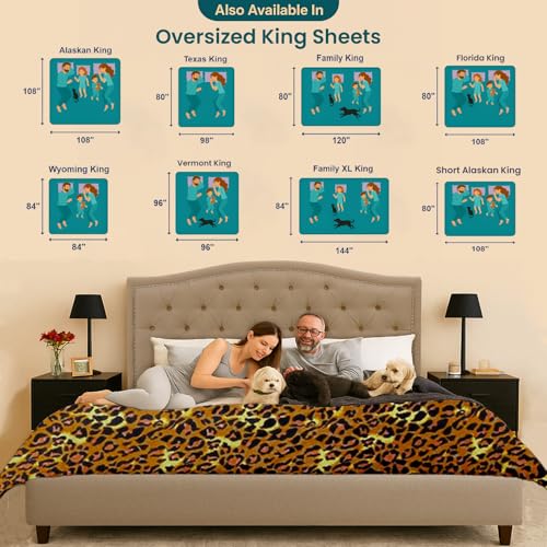 Image of SGI 80 inchx98 inch 4 Pc Texas King Sheet Set 600 TC 18 inch Deep, Leopard Print