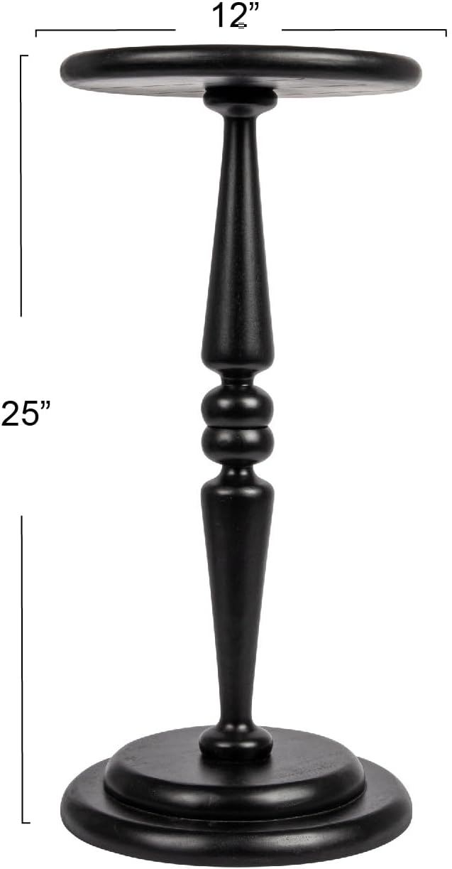 Creative Co-Op Bishop Pedestal Cocktail Side Table, Black