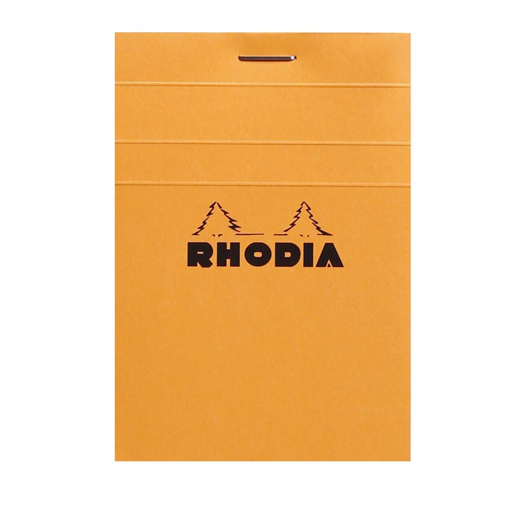 RHODIA 11200C - Bloc-​Notes Agrafé N°11 Orange - A7 7,​4 x 10,​5 cm - Petits Carreaux - 80 Feuillets Détachables - Papier Clairefontaine Blanc 80 g/​m² - Couverture en Carte Enduite Souple
