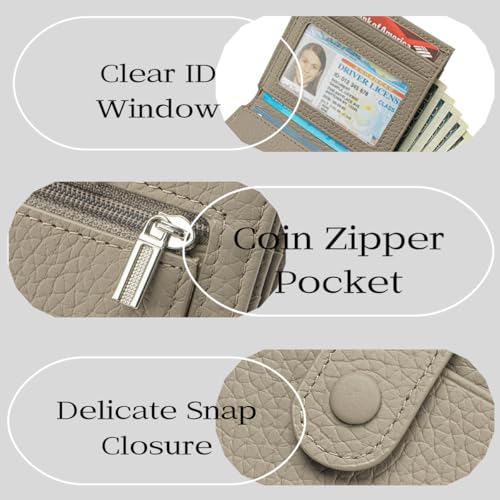 Mudono Small Wallet for Women Genuine Leather Credit Card Holder Slim RFID Blocking Wallet with ID Window and Zipper Pocket4