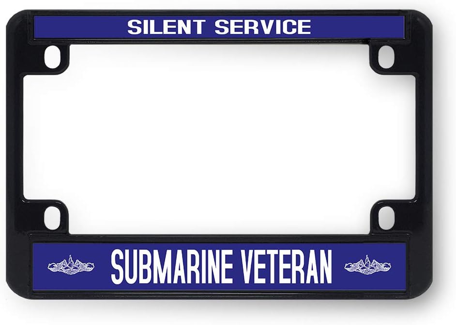 Metal Bike License Plate Frame Silent Service Submarine Veteran Plate Motorcycle Tag