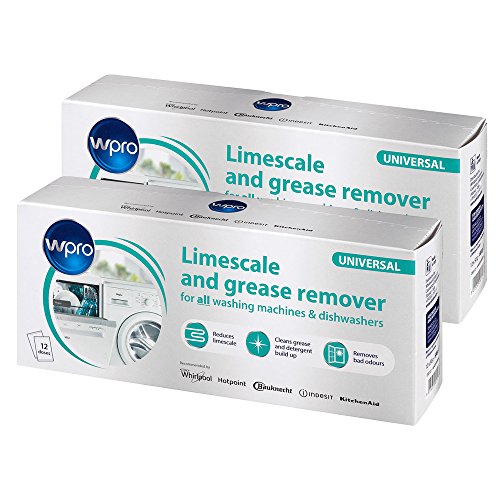 Wpro Professional Triple Action Universal Limescale & Grease Remover for Washing Machines and Dishwashers 2 x Boxes of 12 Sachets