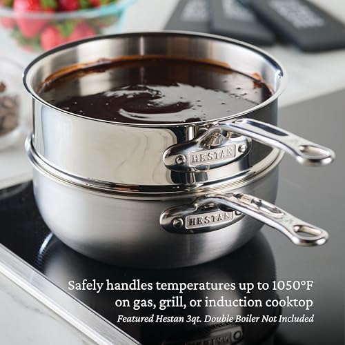 Image of Hestan - NanoBond Collection - Titanium Stainless Steel Saucier Pan with Lid, Induction Cooktop Compatible, 2-Quart