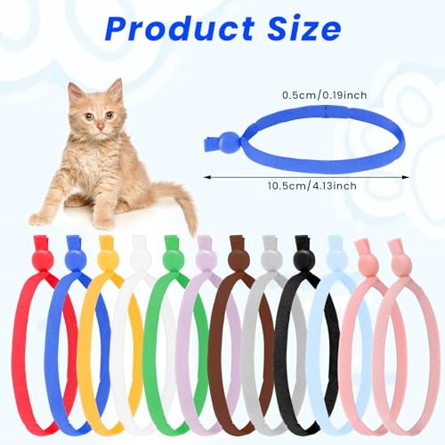 Andibro 60 Stück Kitten halsbänder,12 Farben Verstellbare Welpen ID Halsbänder Soft welpenhalsband 10.5 cm Bandschnur mit Verstellbarer Schnalle für Neugeborene Welpen Kätzchen Haustiere