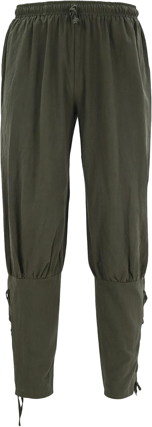 BOFETA Men's Medieval Gothic Pants Viking Pirate Renaissance Banded Trousers Costume for Halloween Cosplay Party