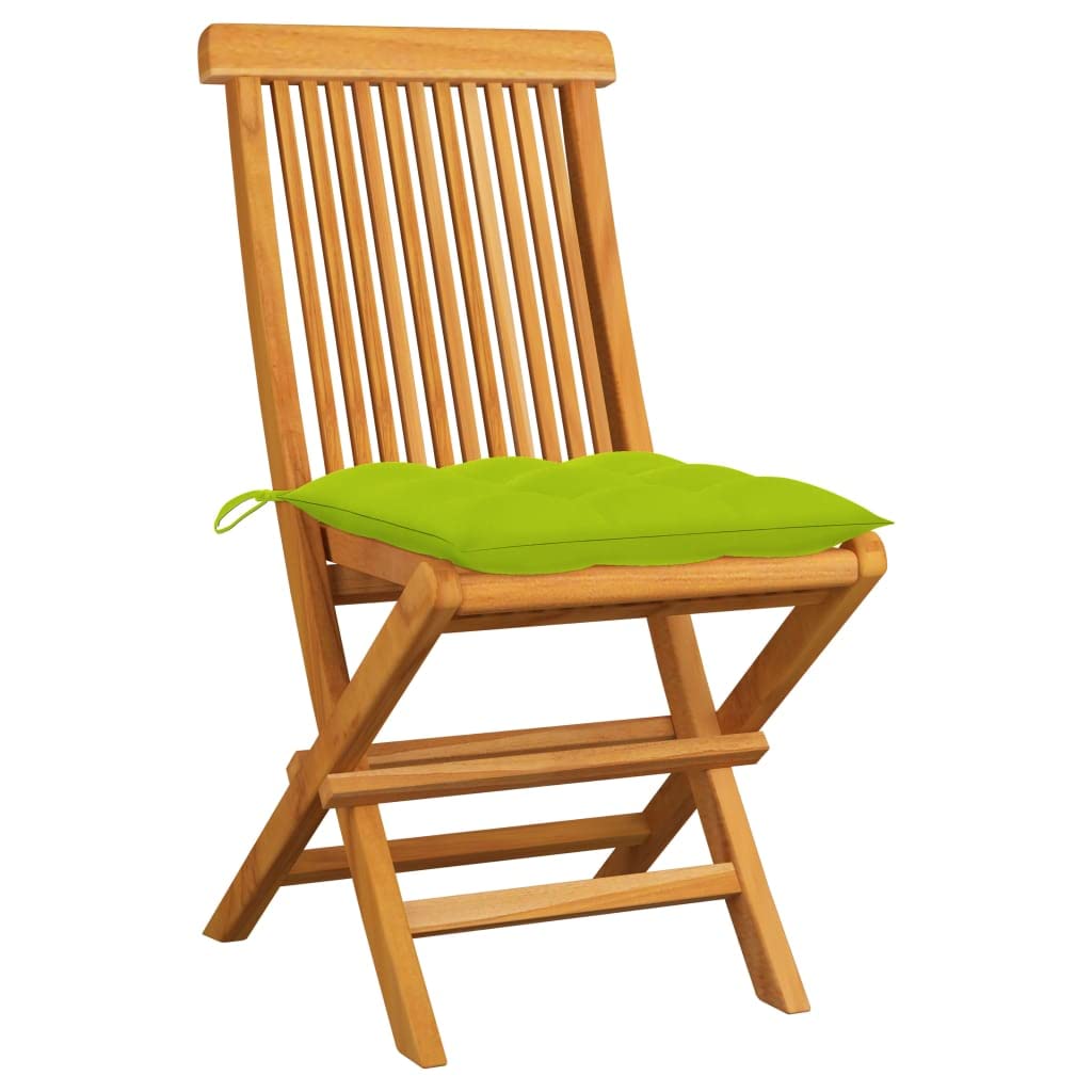 vidaXL Chaises Pliantes avec Coussins Vert Vif, 2 pièces,