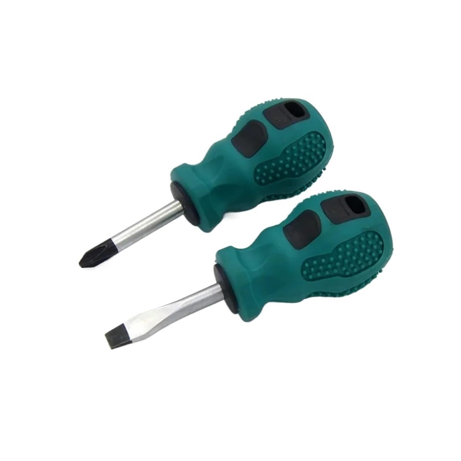 2PCS Magnetic Short Shank Screwdrivers Phillips and Slotted Rubber Handle