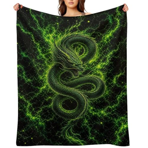 Dragon Neon Energy Soft Throw Blanket for Couch Bed and Travel