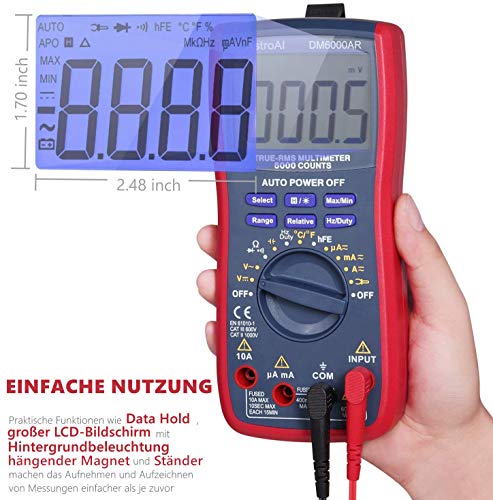 AstroAI True RMS 6000 Counts Advanced Multimeter, meet AC/DC spanning, AC/DC stroom, weerstand, continuïteit, capaciteit… - Image 4