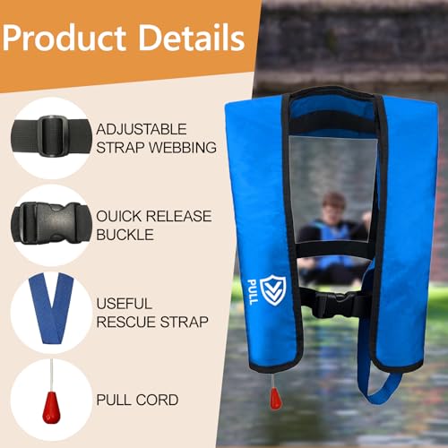 Image of Manual Inflatable Life Jacket for Adults| Supports up to 330 lbs