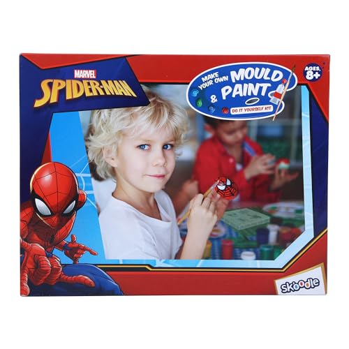 Image of SKOODLE Spiderman Creative Kids Art and Craft Kit - Fridge Magnet Making DIY Toy for Ages 8 Years & Above, Fun Kids Activity - Includes Moulds and Paints for Endless Crafting Adventures