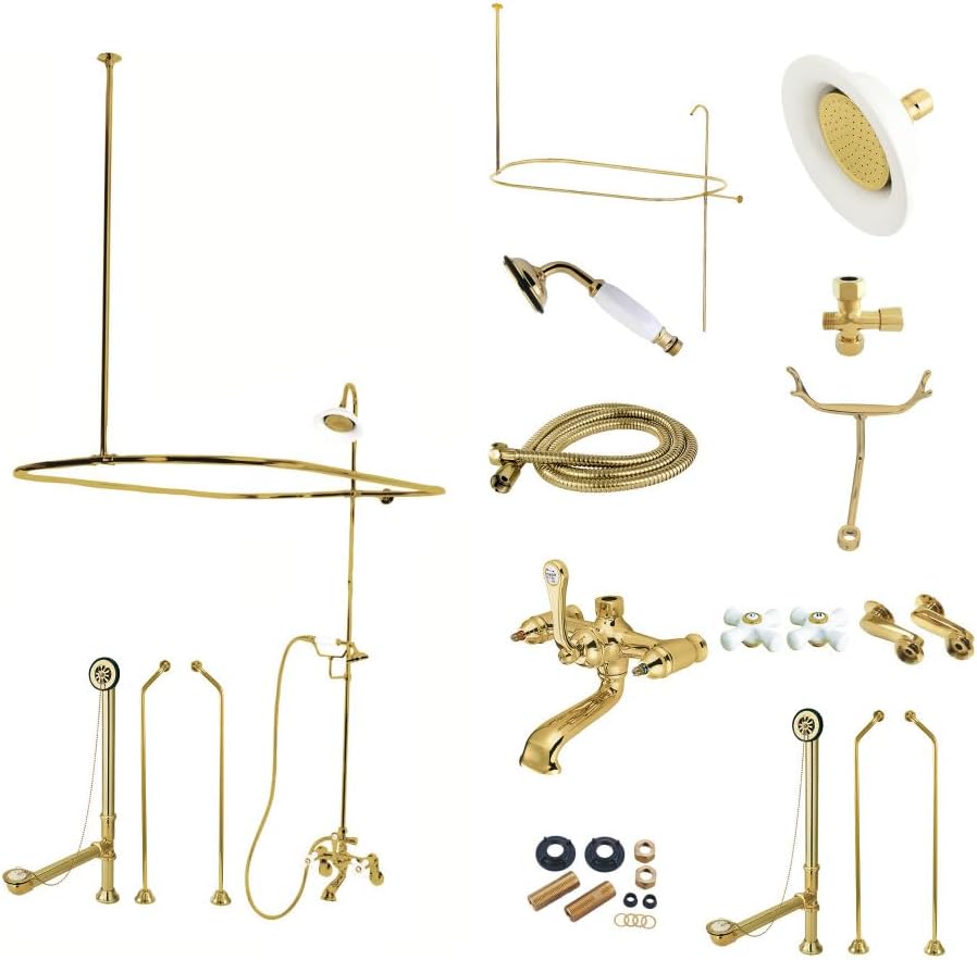 Kingston Brass CCK1182PX Vintage Clawfoot Tub Package, Polished Brass