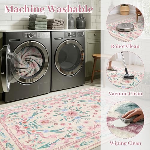 Tapete decorativo Coquette Pink Bow 5x7 ft lavable miniatura 6