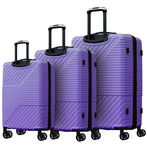 Hardshell Luggage Sets 3 Piece with Double Spinner Wheels TSA Lock Lightweight 20 24 28 Inch Expandable Suitcase for Travel Vacation Business Trips (Purple + ABS)