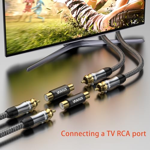 Image of VANAUX 4PCS RCA Coupler Female to Female & Male to Male Barrel Connectors Subwoofer RCA Adapter Gold Plated for HDTV,Speakers, Amplifiers, Car Audio-Black