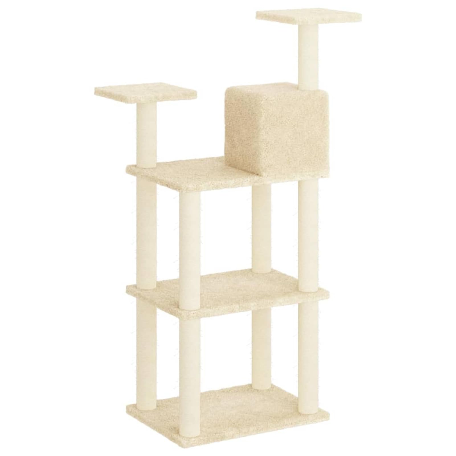 LAPOOH Rascador para Gatos con Postes de sisal, Arbol para Gatos, Gatos Accesorios, Arranhador para Gatos, Arbol Rascador Gatos, Crema 119 cm