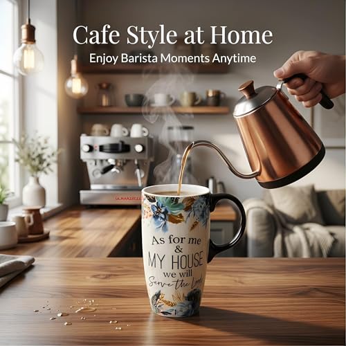 Mug de cerámica para viaje 17 oz con tapa y diseño floral miniatura 6