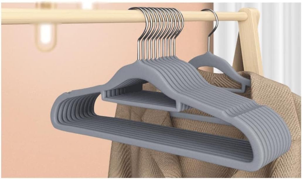 HCZKIUJY Hangers 20-pack Coat Hanger Non Slip Flocked Hangers Home Suit Shirt Dress Hangers hangers for clothes non slip