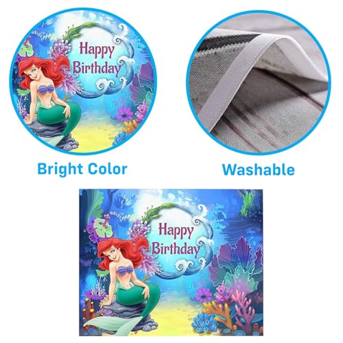 Image of Party Propz Mermaid Theme Birthday Decorations with Backdrop - 40 PCS Mermaid Balloons, Star Foil Balloons, Birthday Decoration Kit for Girls with Happy Birthdays Backdrop