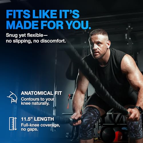 Image of Modvel 7mm Neoprene Knee Sleeves for Men & Women Weightlifting & Powerlifting - Compression Knee Sleeve Support for Squats, Gym, Training - USPA, IPL Approved - XX-Large Army /dark (Pair)