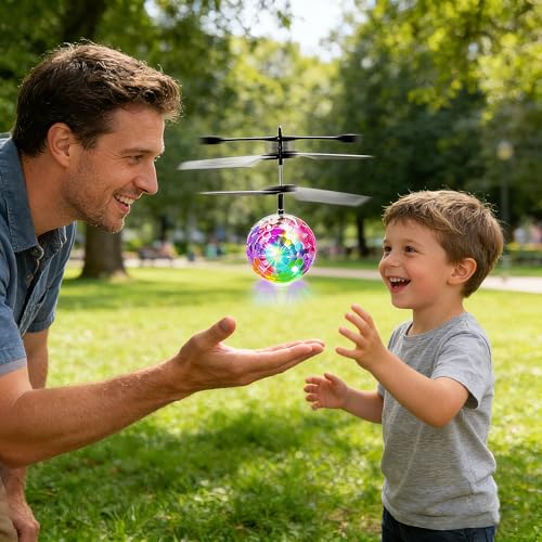 XUBX 2 Stück RC Fliegender Ball Kinder Spielzeug, Ferngesteuerte Helikopter, Mini Drohne für Kinder Flying Orb Ball Flugzeug, LED RC Flugzeug Helikopter mit Handsensor Infrarot, Mini Hubschrauber