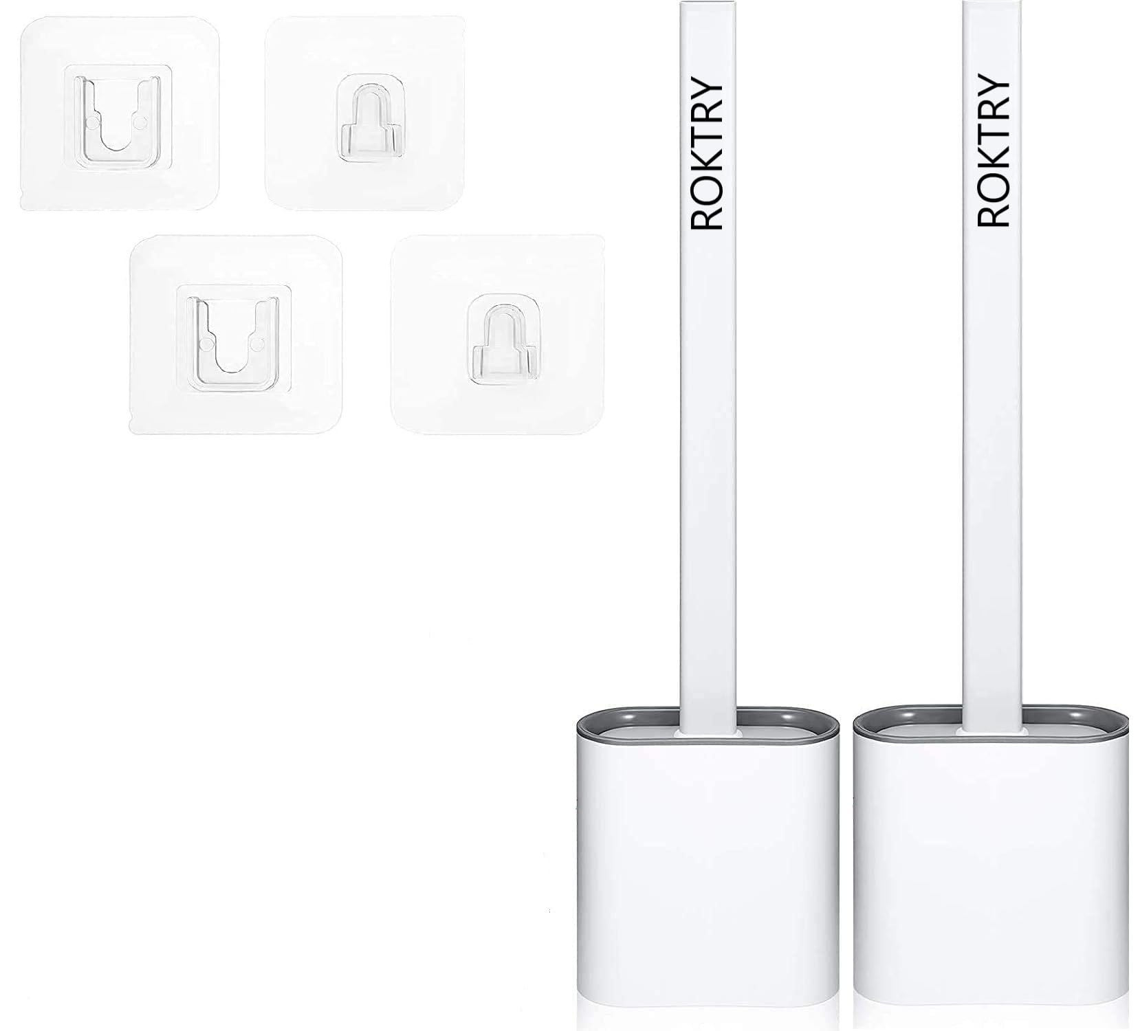 2 Pack Toilet Brushes & Holders Silicone Soft Bristles Flexible Toilet Brush Set, Non-drip Bathroom Cleaning Brush Holder, Non Slip Handle Hygienic Rubber Toilet Brush Silicone (2 Pack, White)-picture-25