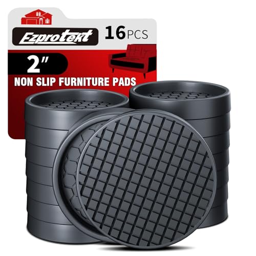 Image of Ezprotekt Non Slip Furniture Pads, 16 Pcs 2 inch Anti Slip Rubber Caster Cups, Anti Skid Furniture Coasters for Hardwood Floors, No Slide Furniture Gripper, Furniture Stoppers to Prevent Sliding (Black)