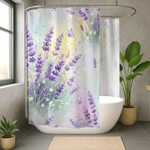 Rideau de douche extra large lavande 274x183 cm en polyester imperméable
