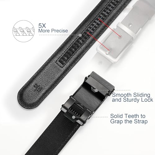 Leather Ratchet Belt Men Click Belt Adjustable Automatic Slide Buckle 1.38 inch For Men Casual And Dress,Trim To Fit4